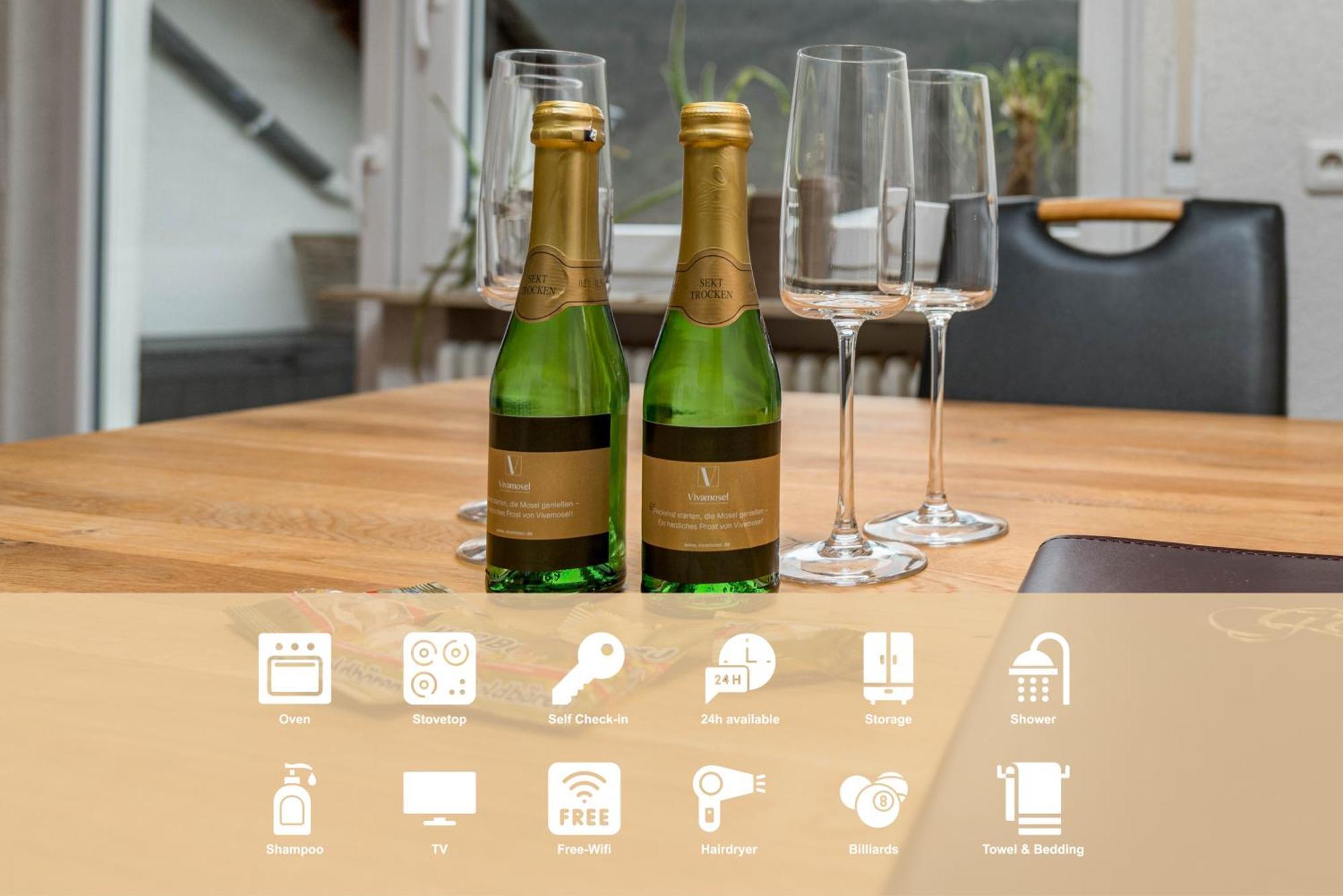 Riesling Appartement For 2 - 4 People - Billiards - Balcony With Mosel View - Parking - Wine Barrel Bar - Fully Equipped Kitchen - Netflix - Waiputv - 3 Km From Cochem Klotten Bagian luar foto